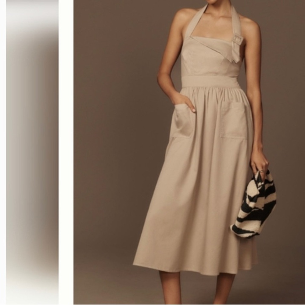 NWT Anthropologie Porridge Halter Utility Midi‎ Dress Size xxsmall 00